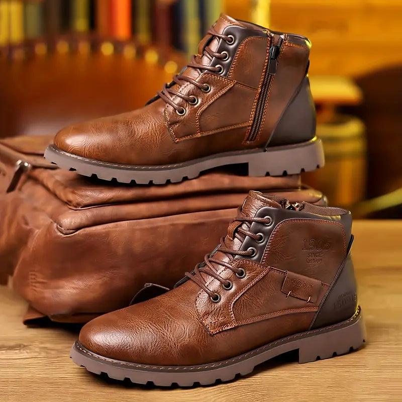 Męskie skórzane buty z zamkiem, eleganckie i trwałe
