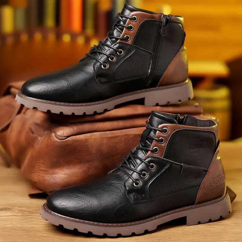 Męskie skórzane buty z zamkiem, eleganckie i trwałe